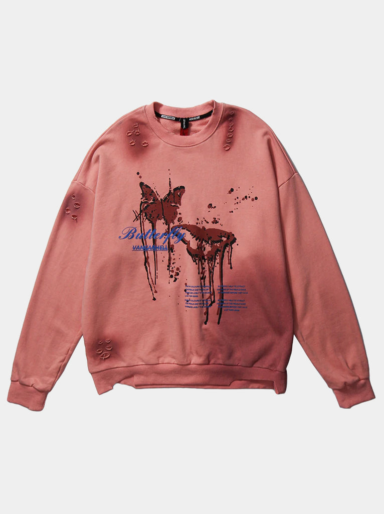 Butterfly Ripped Sweatshirt
