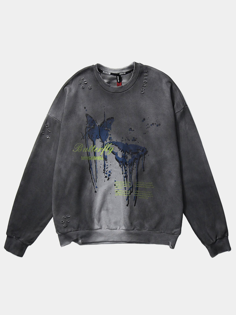 Butterfly Ripped Sweatshirt