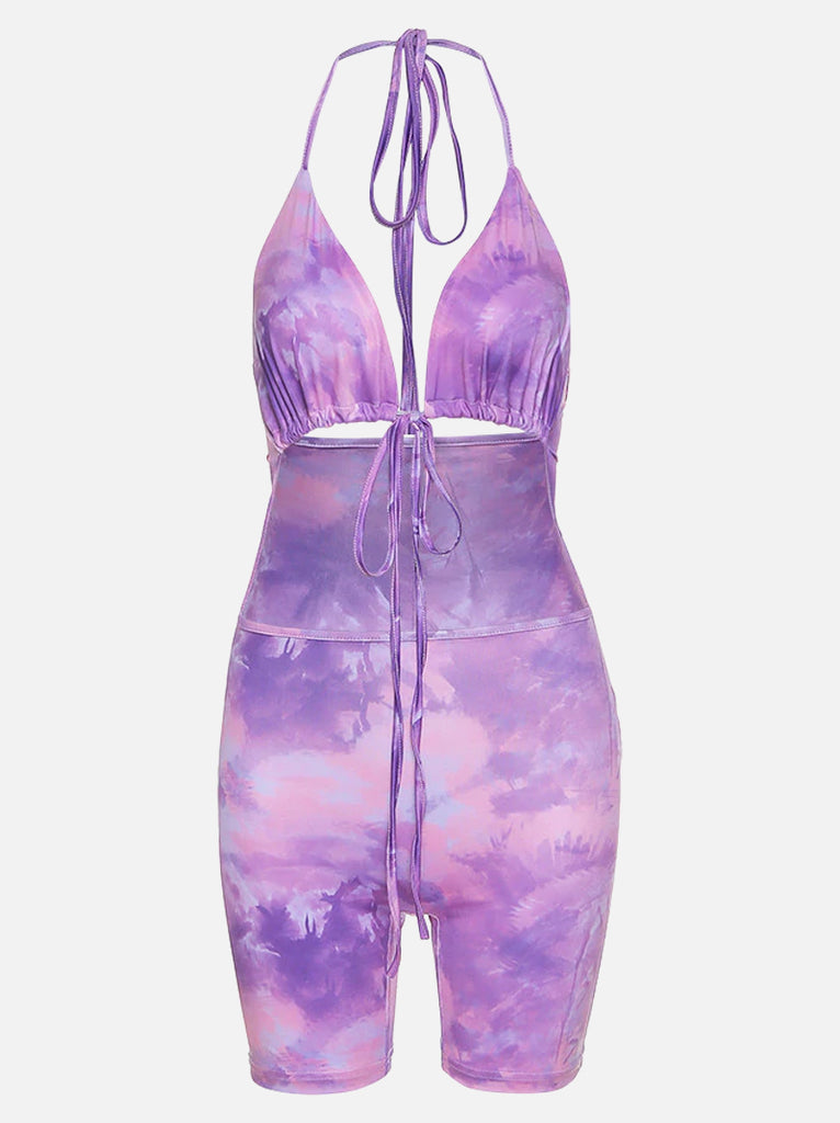 Tie Dye Print Activewear Rompers