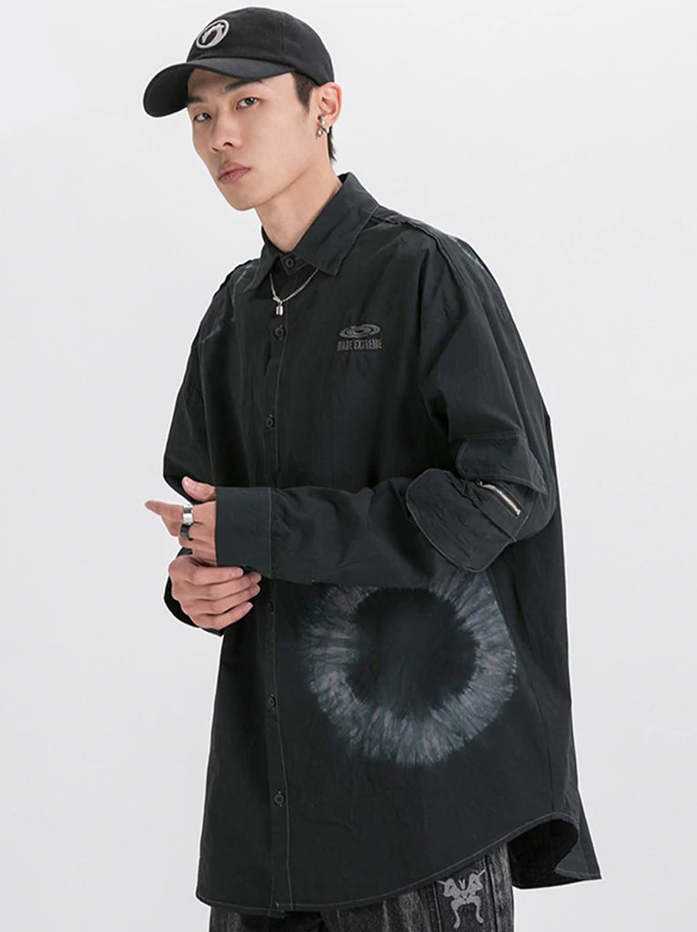 Side Zipper Pocket Long Sleeve Shirt