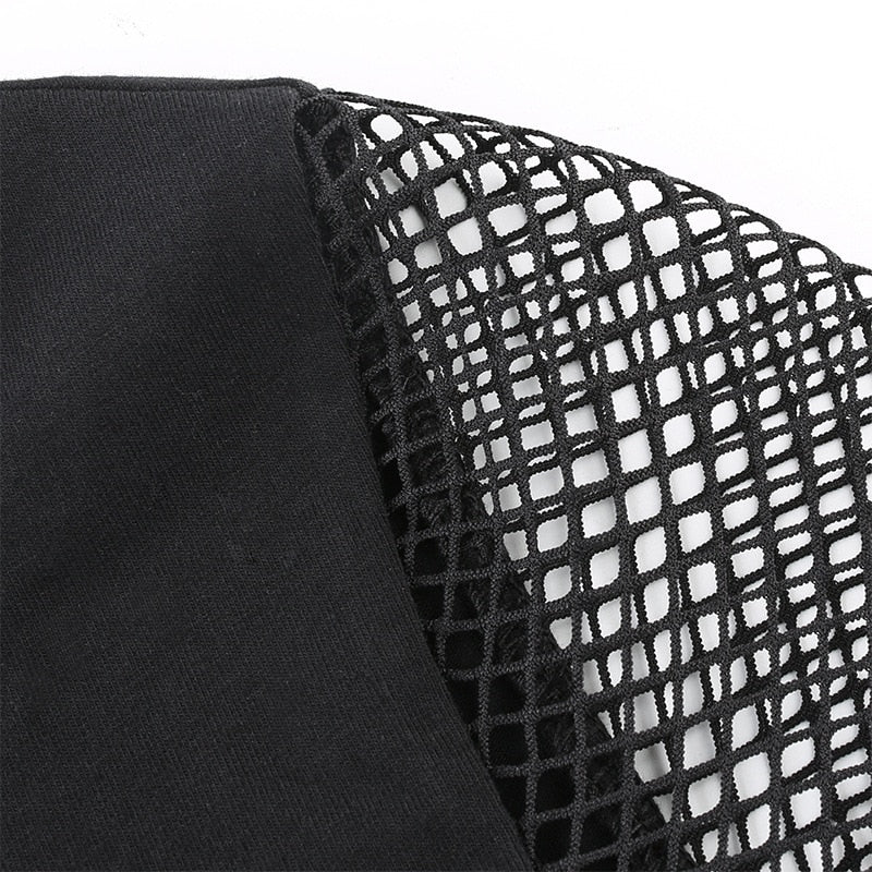 Heart Fishnet Long Sleeve Crop Top