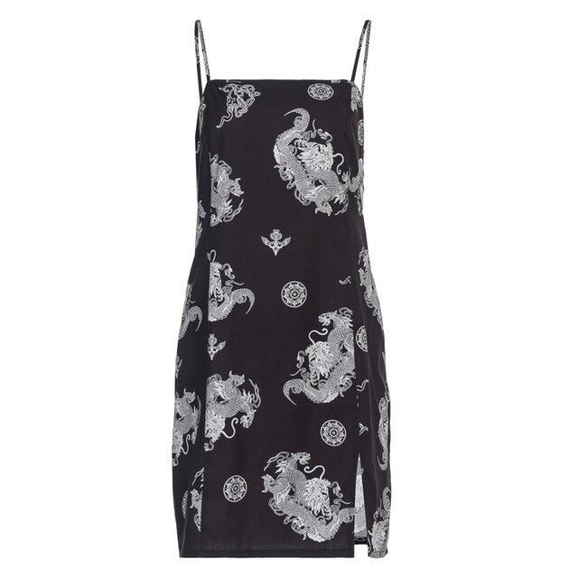 Dragon Spaghetti Strap Mini Dress