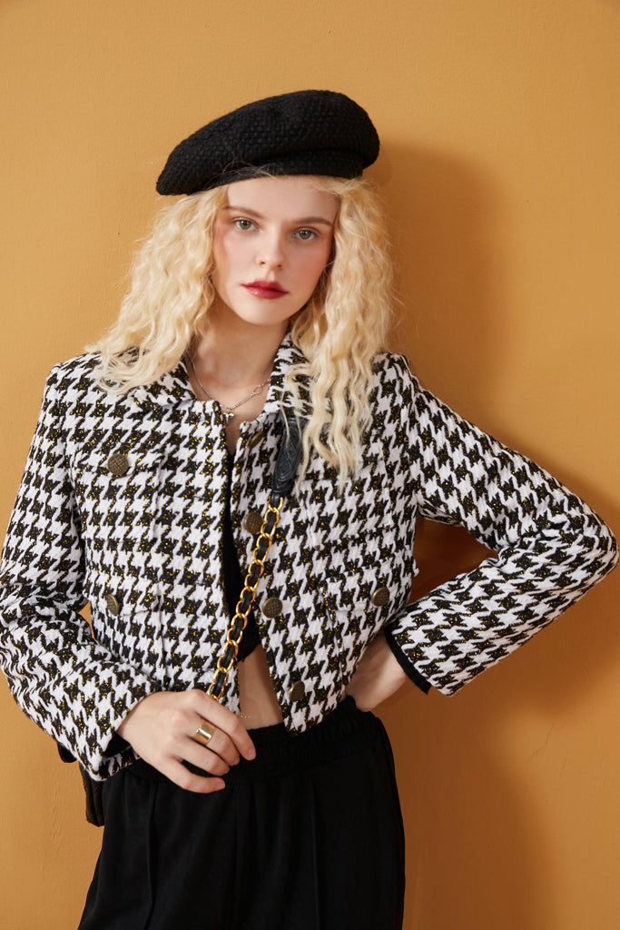 Houndstooth Plaid Jacket