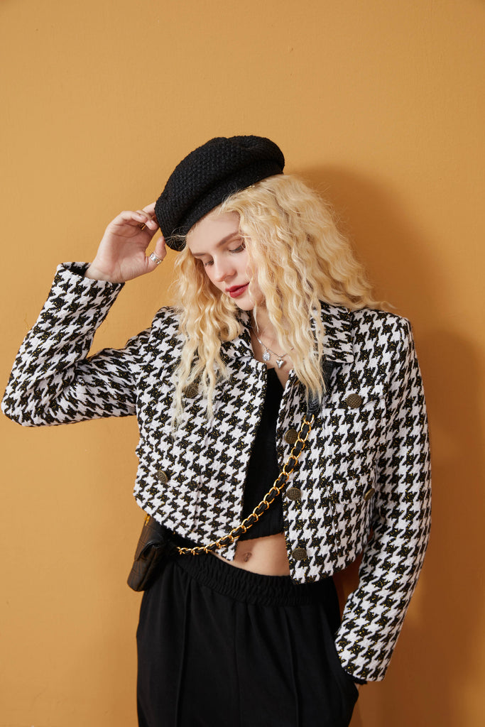 Houndstooth Plaid Jacket