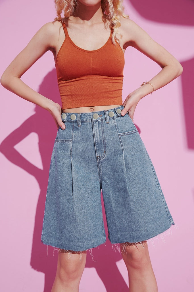 Wide Leg Denim Short