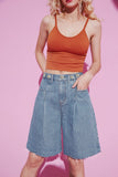 Wide Leg Denim Short
