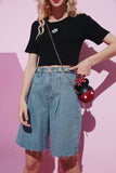 Wide Leg Denim Short