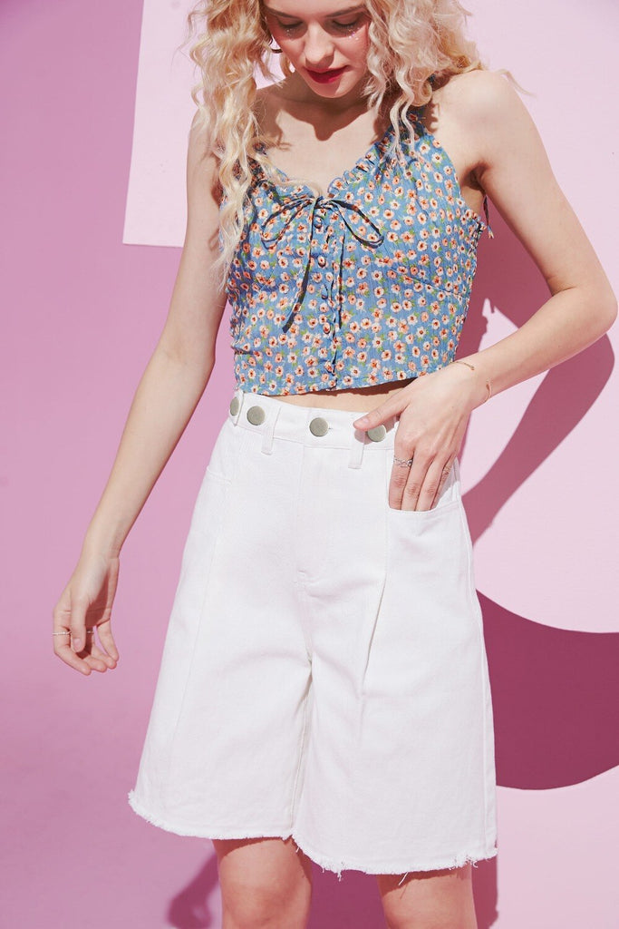 Wide Leg Denim Short