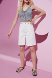 Wide Leg Denim Short
